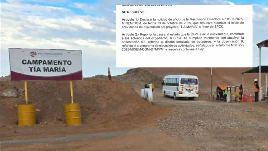 Proyecto Tía María retrocede: Consejo de Minería anula permiso de explotación