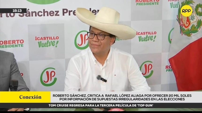 Roberto Sánchez critica a Rafael López Aliaga por ofrecer dinero a cambio de información sobre presuntas irregularidades electorales