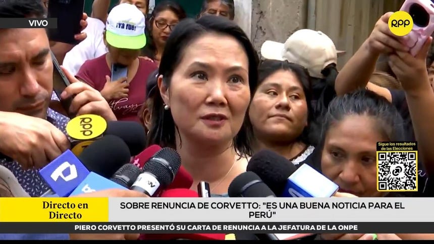 Keiko Fujimori sobre renuncia de Piero Corvetto como jefe de la ONPE: 