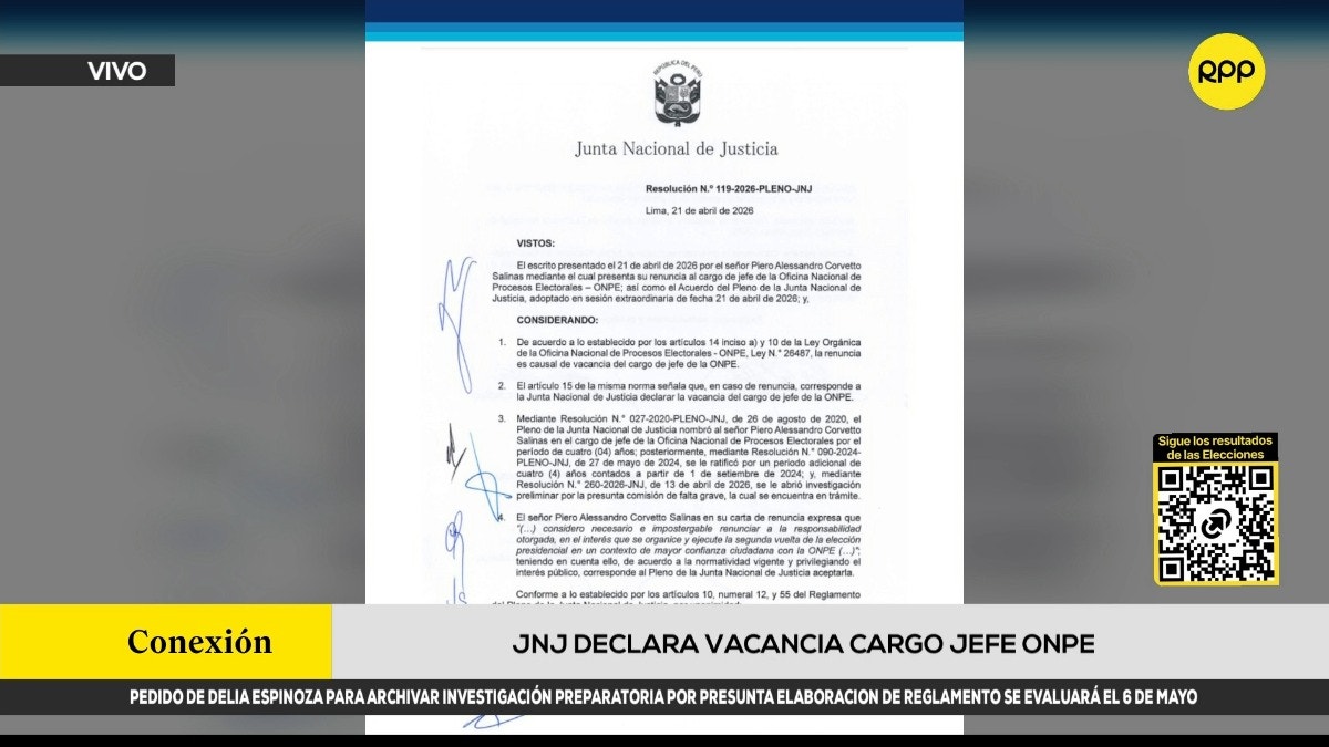 JNJ declara la vacancia del cargo de jefe de la ONPE