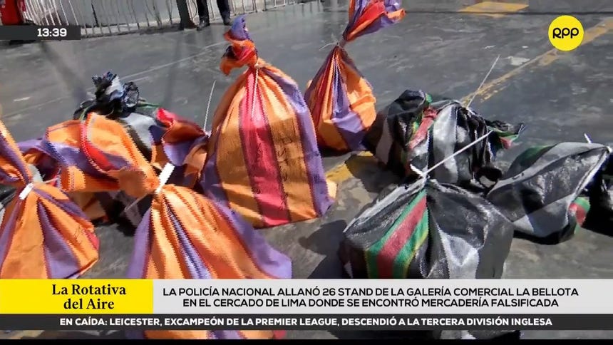 Golpe a la piratería: PNP allana 26 stands en galería La Bellota y decomisa mercadería falsificada en el Cercado de Lima