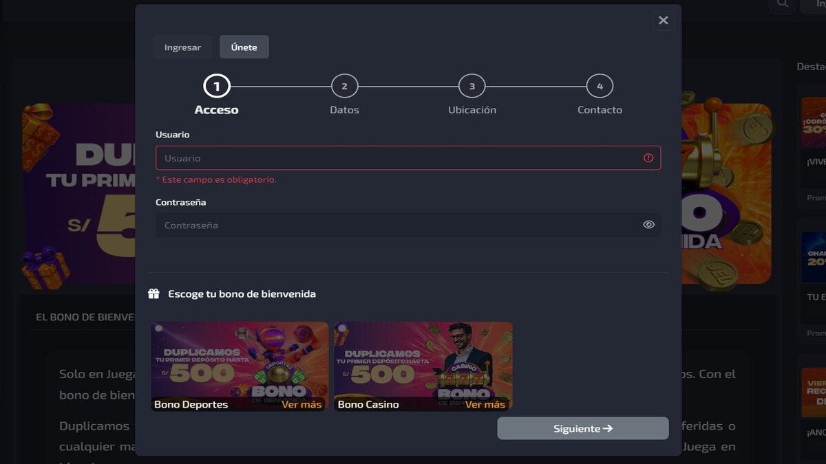 Registro en Juegaenlinea