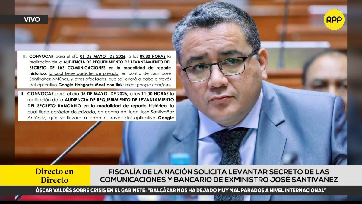 Fiscalía solicitó al PJ que autorice levantar el secreto de las comunicaciones y bancario a Juan José Santiváñez por el caso ‘Icaro’. 