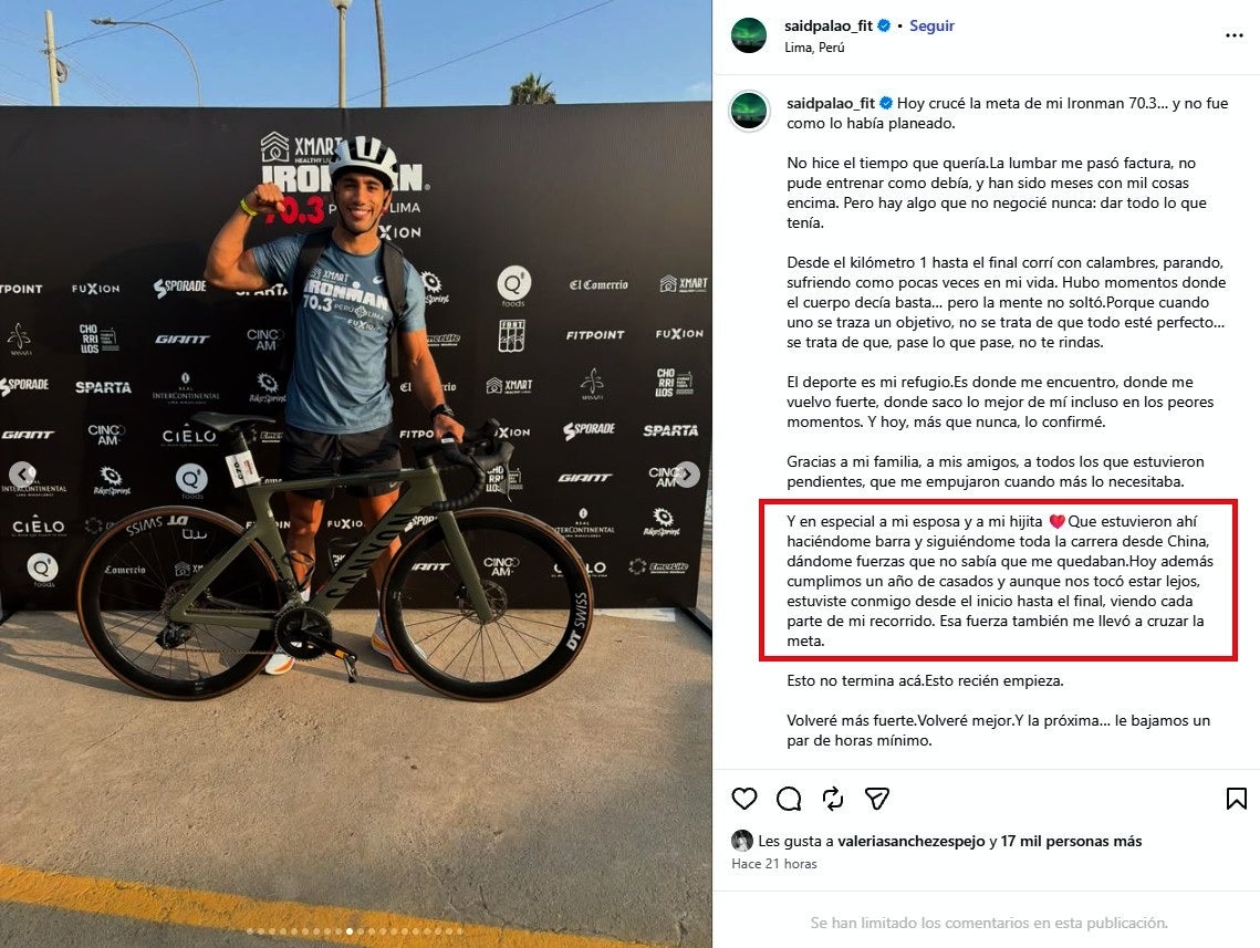 Said Palao recuerda su primer aniversario de boda con Alejandra Baigorria en Instagram.