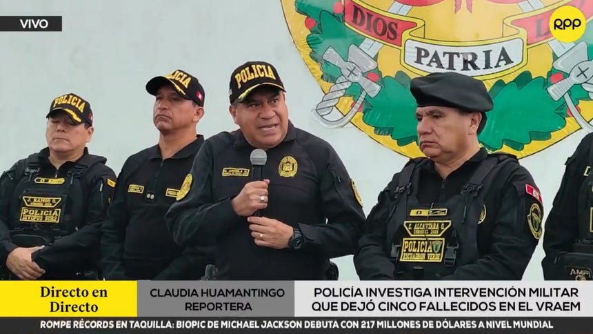 PNP investiga intervención militar que dejó cinco fallecidos en el VRAEM