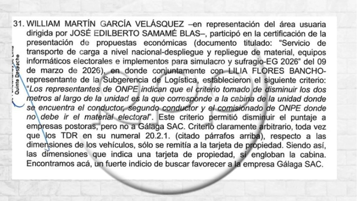 Fiscalía señala que funcionario participó en evaluación técnica que habría favorecido a empresa Galaga