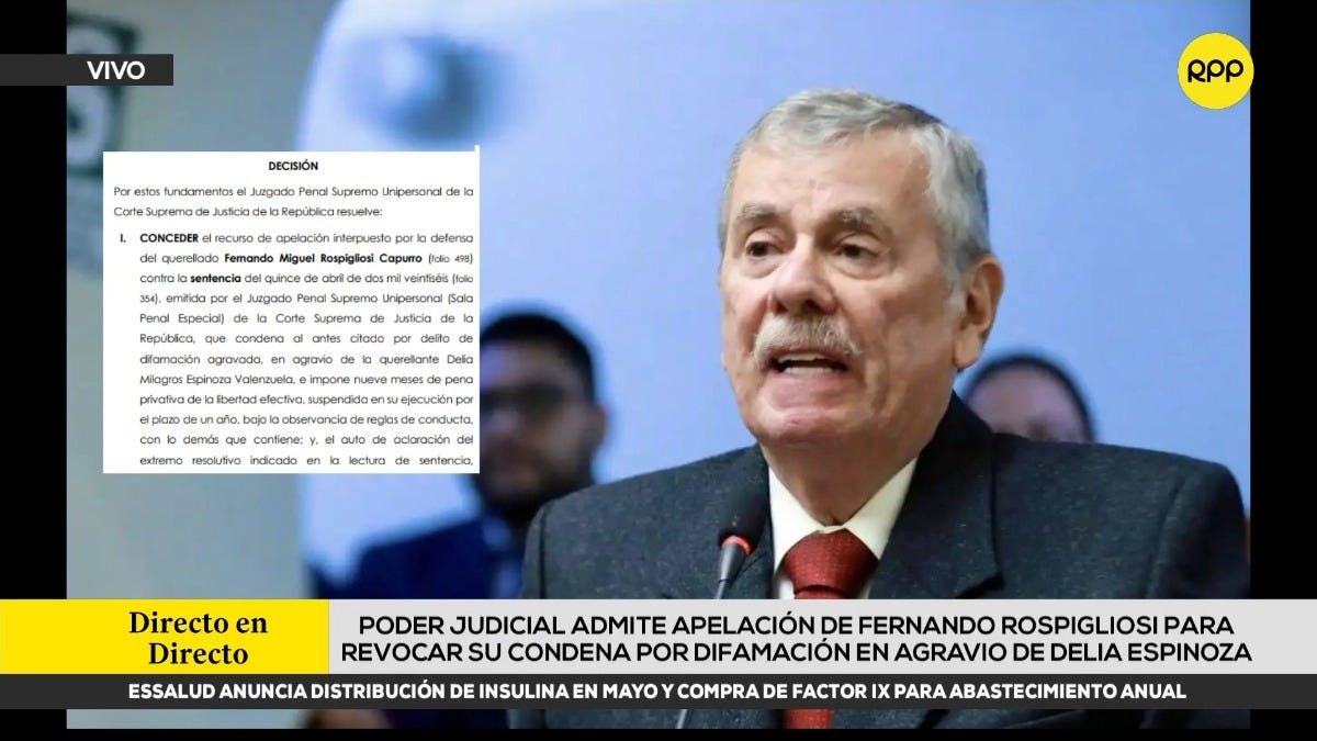Poder Judicial de Perú revisa apelación de Fernando Rospigliosi en caso de difamación — image 1