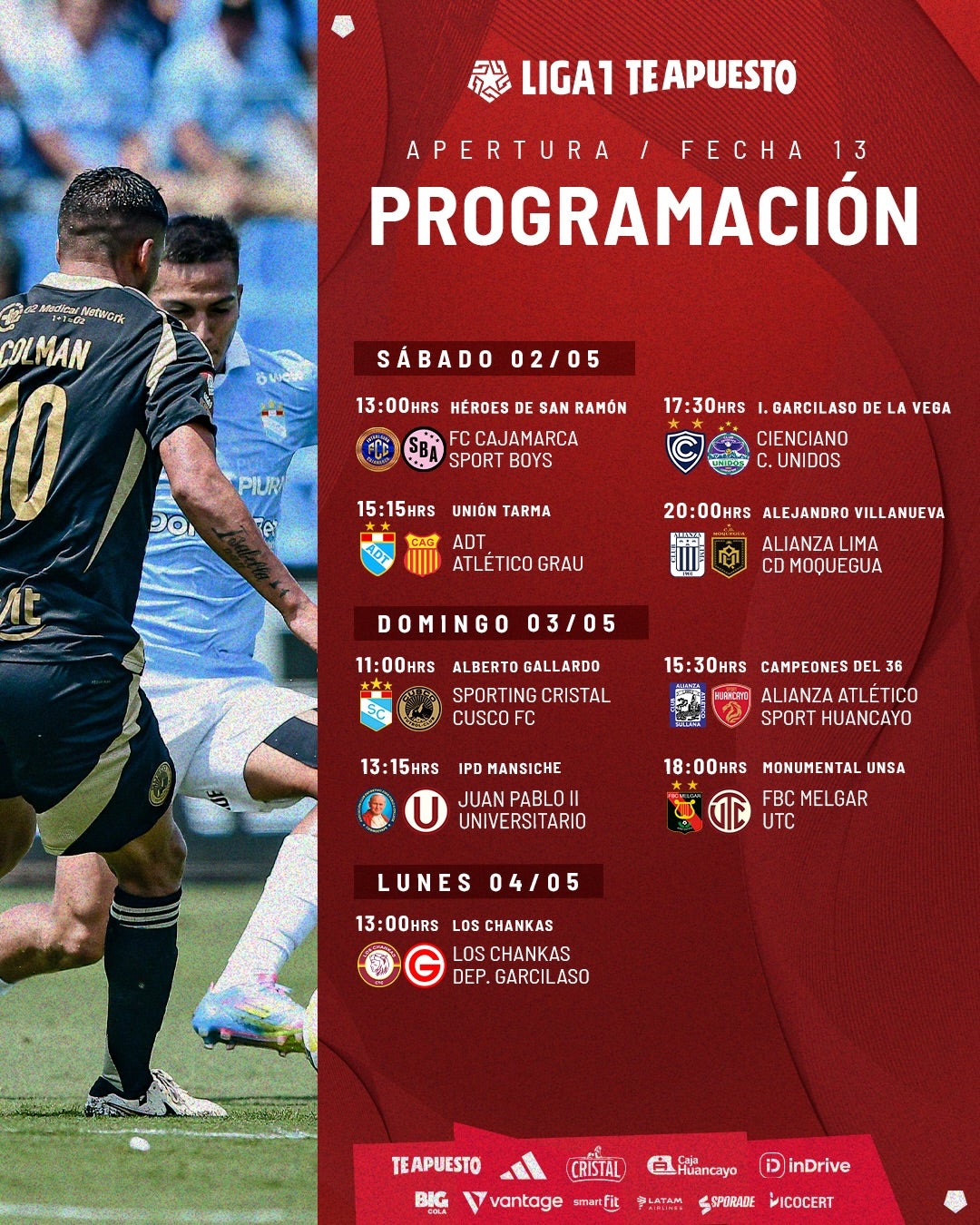 Así se jugará la fecha 13 del Torneo Apertura 2026.