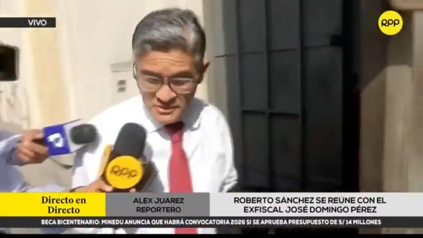 Roberto Sánchez se reúne con José Domingo Pérez en local de Juntos por el Perú: 