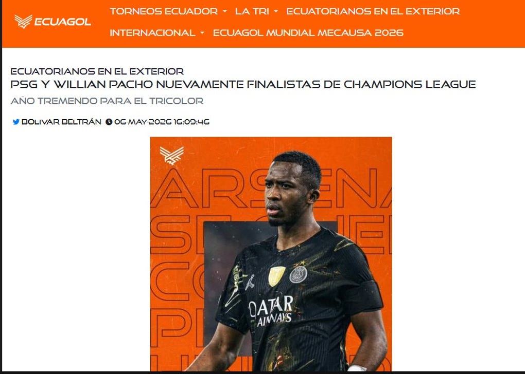 <strong>Ecuagol: </strong>PSG y Willian Pacho nuevamente finalistas de Champions League