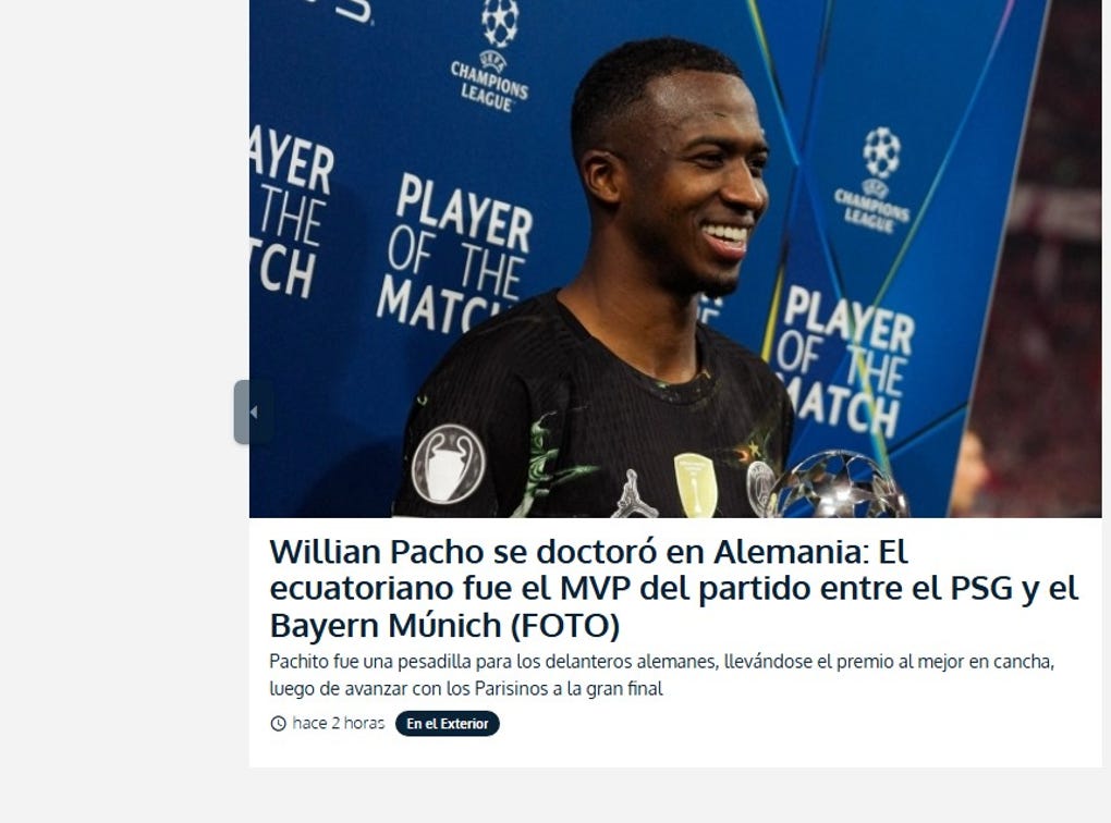 <strong>Fútbolecuador:</strong> Willian Pacho se doctoró en Alemania: El ecuatoriano fue el MVP del partido entre el PSG y el Bayern Múnich (FOTO)