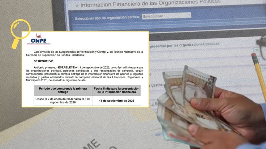 Elecciones regionales y municipales 2026: plazo para reportar aportes y gastos de campaña vence el 11 de septiembre