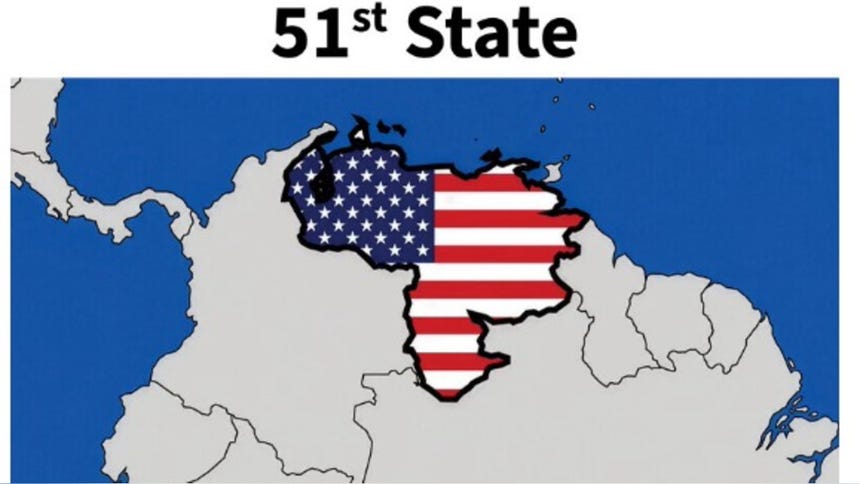 Donald Trump publica imagen del mapa de Venezuela pintado con la bandera de Estados Unidos y la frase 