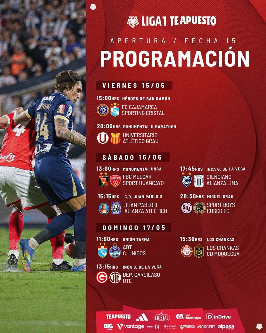 Torneo Apertura 2026, fecha 15: con Alianza Lima vs Cienciano ...