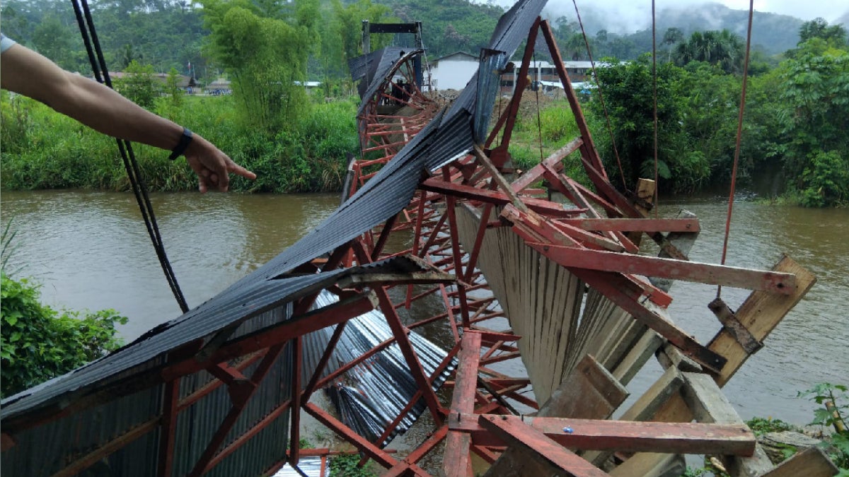 Este es el puente que se vino abajo hace poco más de un mes en Amazonas