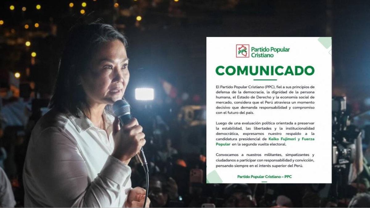 EL PPC anuncia respaldo a candidatura de Keiko Fujimori en segunda vuelta