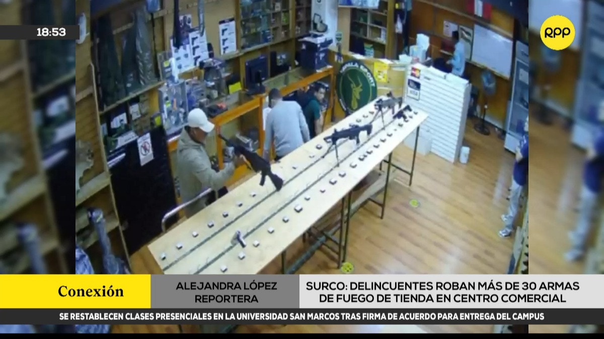 Delincuentes asaltan una armería en Surco y se llevan 29 pistolas, seis escopetas y dos carabinas [VIDEO]