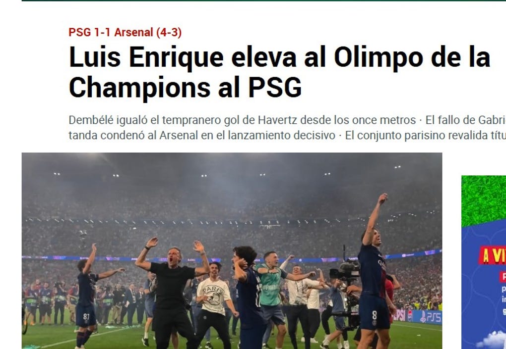 <strong>Marca de España:</strong> Luis Enrique eleva al Olimpo de la Champions al PSG