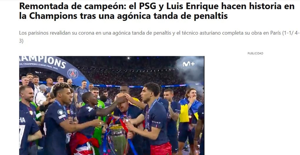 <strong>Sport de España:</strong> Remontada de campeón: el PSG y Luis Enrique hacen historia en la Champions tras una agónica tanda de penaltis