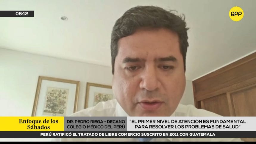 Pedro Riega López, decano del Colegio Médico del Perú (CMP). 