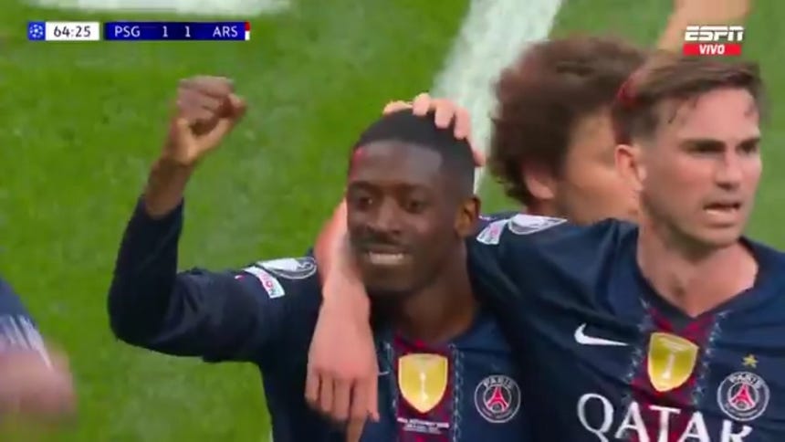 Dembélé marcó el 1-1 para PSG