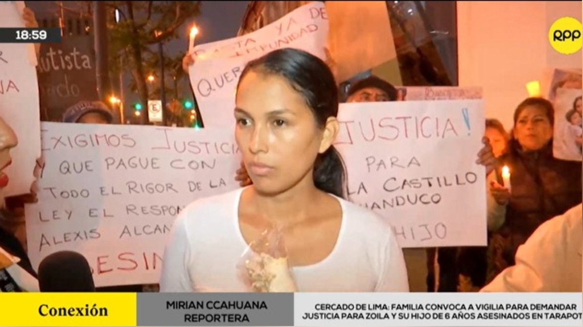 Familiares de Zoila Castillo y su hijo piden justicia en vigilia durante audiencia de prisión preventiva de Alexis Alcántara