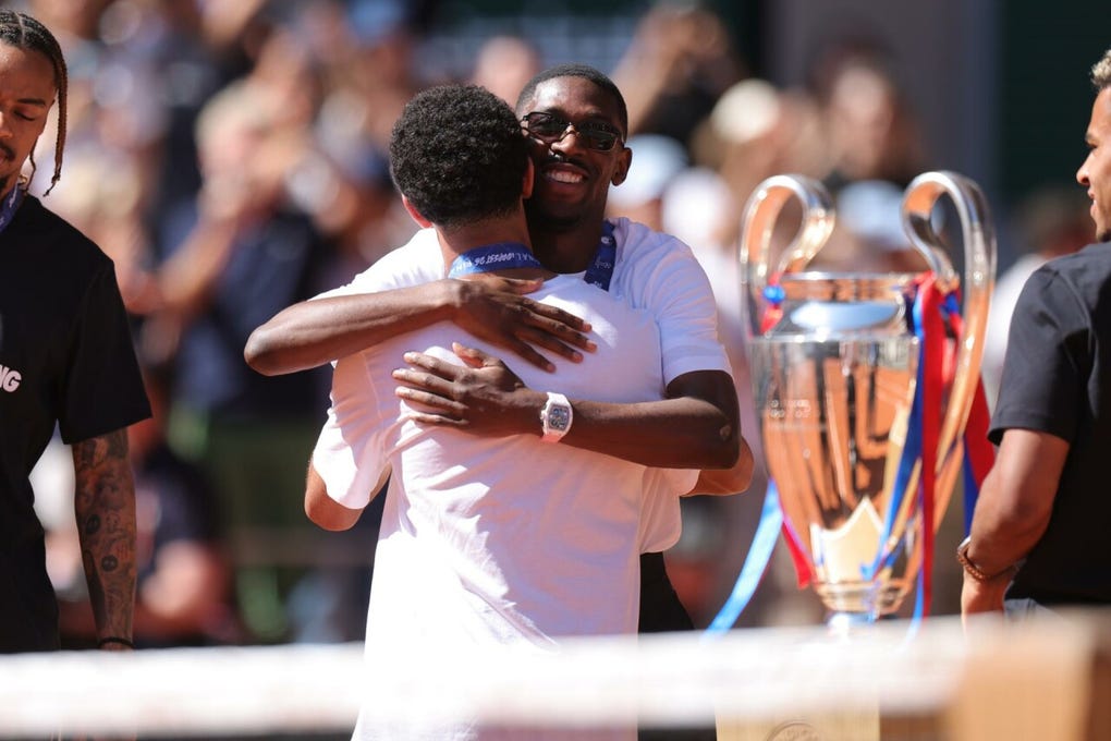 Los jugadores del PSG fueron a Roland Garros antes de incorporarse a sus respectivas selecciones para preparar el Mundial.