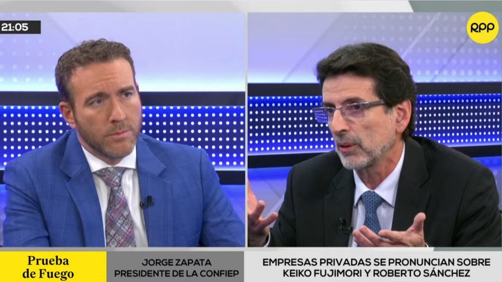 Jorge Zapara, presidente de la Confiep, estuvo en Prueba de Fuego de RPP. 