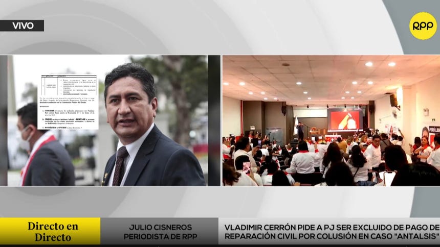 Vladimir Cerrón se encuentra en calidad de no habido desde el 6 de octubre del 2023