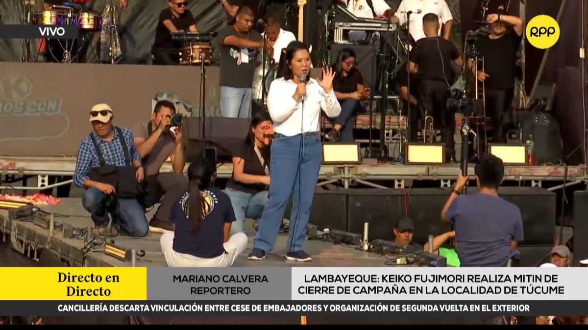 Keiko Fujimori critica gestión en turismo de Roberto Sánchez cuando fue ministro durante mitin de cierre de campaña en Túcume