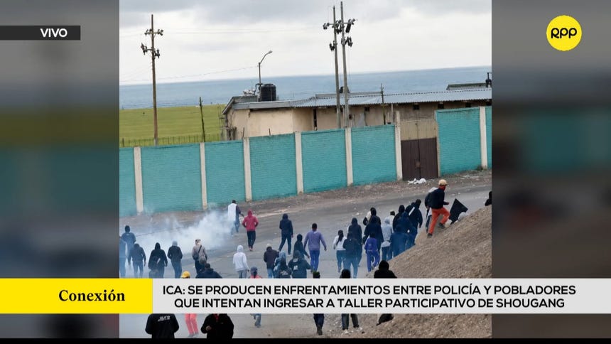 Enfrentamientos entre policía y pobladores que intentan ingresar a taller participativo de Shougang.