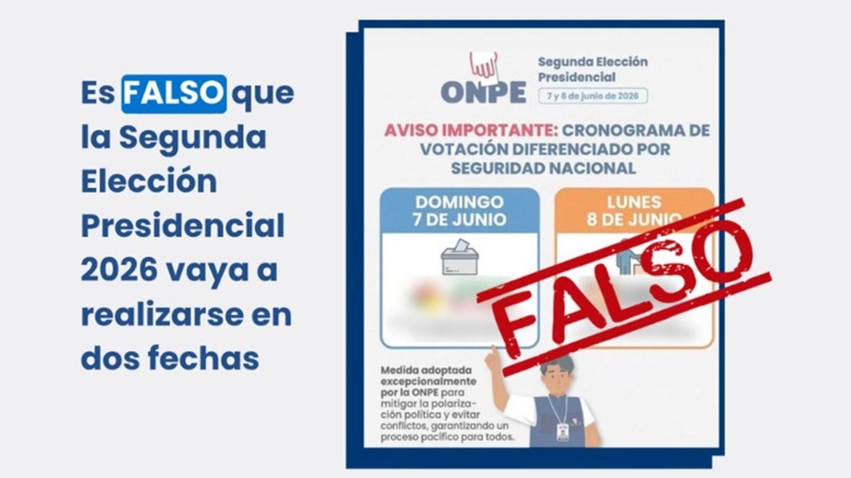 ONPE desmiente información viral sobre presuntos horarios diferenciados en la Segunda Vuelta 2026.