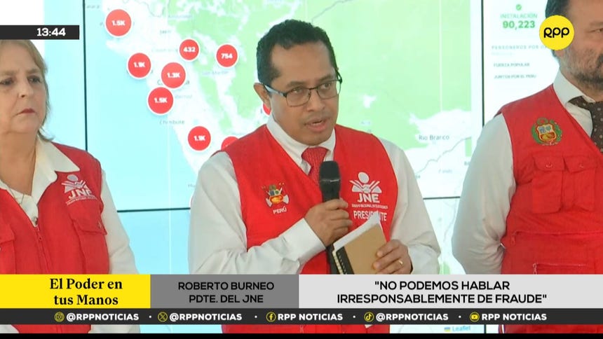 Presidente del JNE rechaza afirmaciones de fraude electoral: 