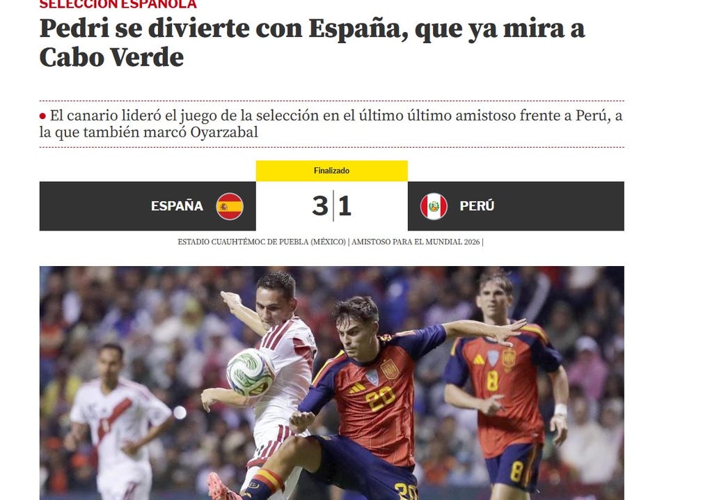<strong>Mundo Deportivo de España:</strong> Pedri se divierte con España, que ya mira a Cabo Verde