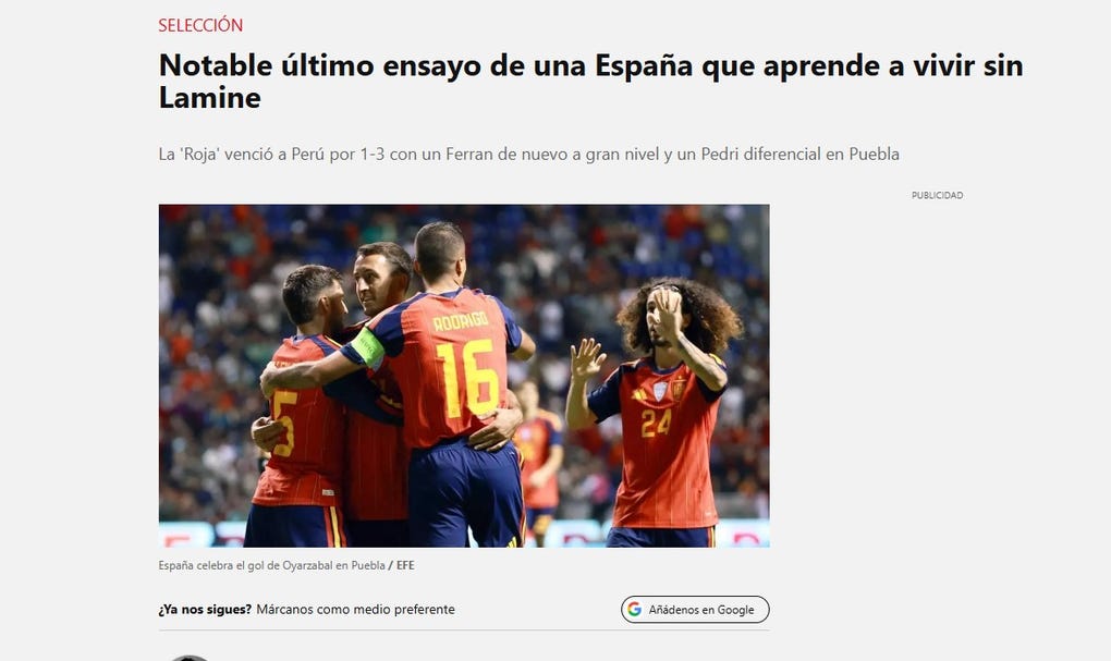 <strong>Sport de España:</strong> Notable último ensayo de una España que aprende a vivir sin Lamine