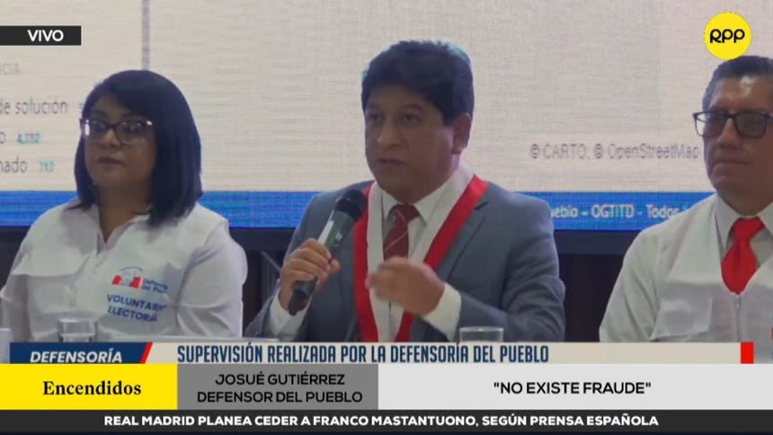 El defensor del Pueblo ofreció un balance sobre las incidencias registradas en la segunda vuelta electoral