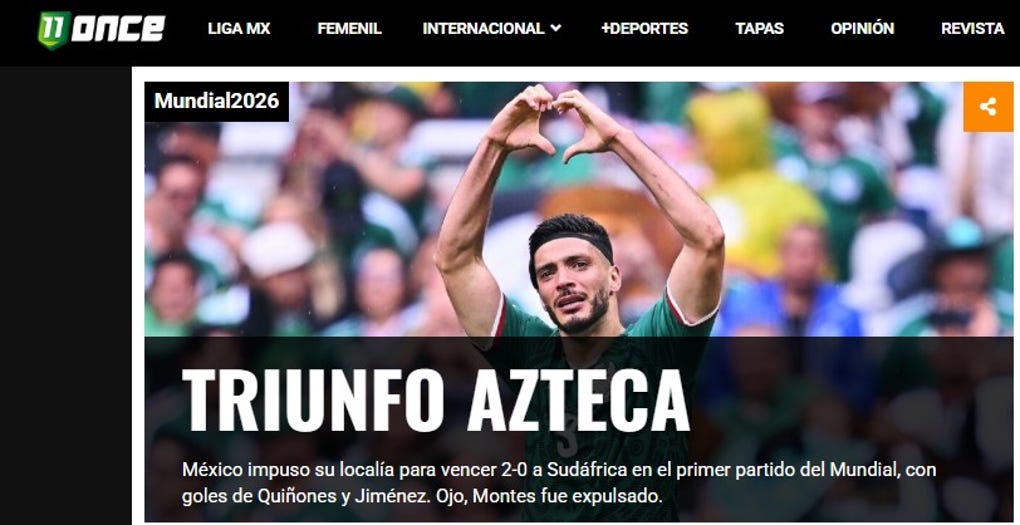 Triunfo Azteca: México impuso su localía para vencer 2-0 a Sudáfrica en el primer partido del Mundial, con goles de Quiñonez y Jiménez.