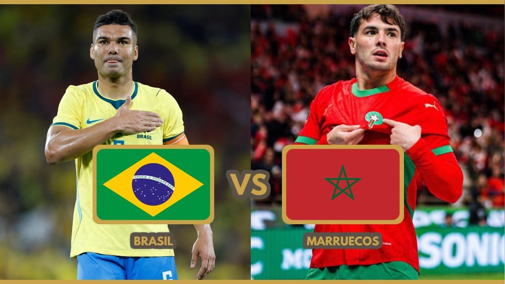 Señal de partido, Brasil vs Marruecos por la Copa del Mundo FIFA.