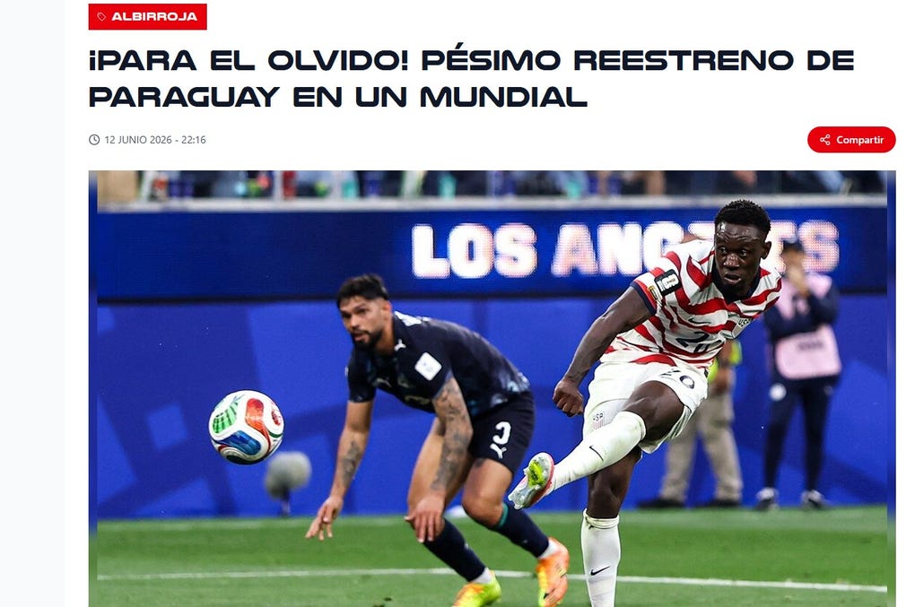 <strong>El Nacional de Paraguay: </strong>Para el olvido, pésimo reestreno de Paraguay en un Mundial