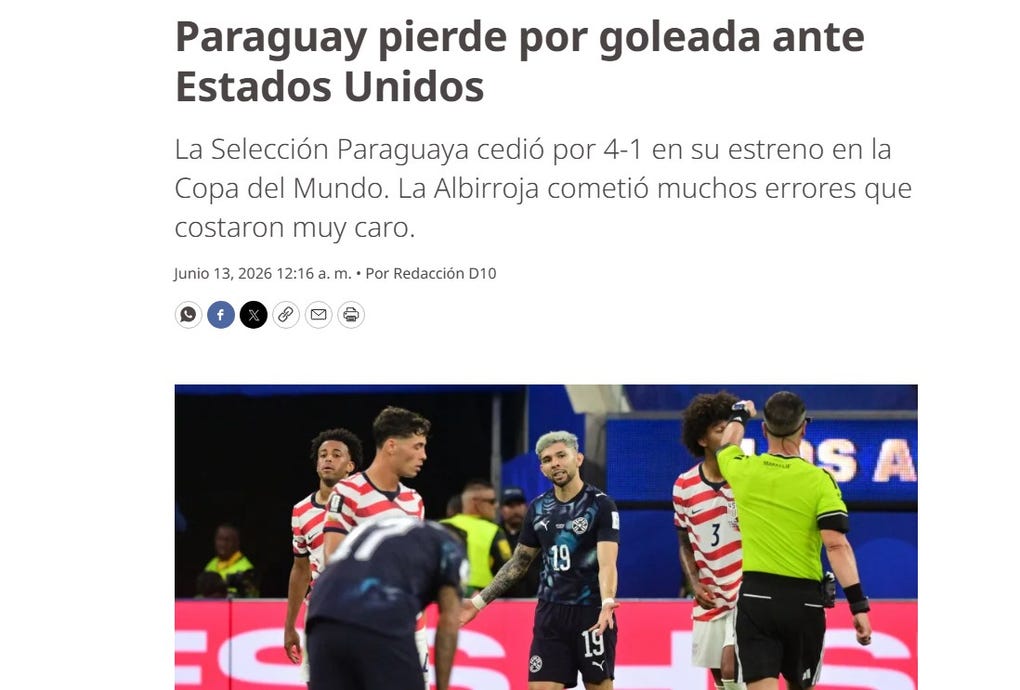 <strong>Última Hora de Paraguay: </strong>Paraguay pierde por goleada ante Estados Unidos