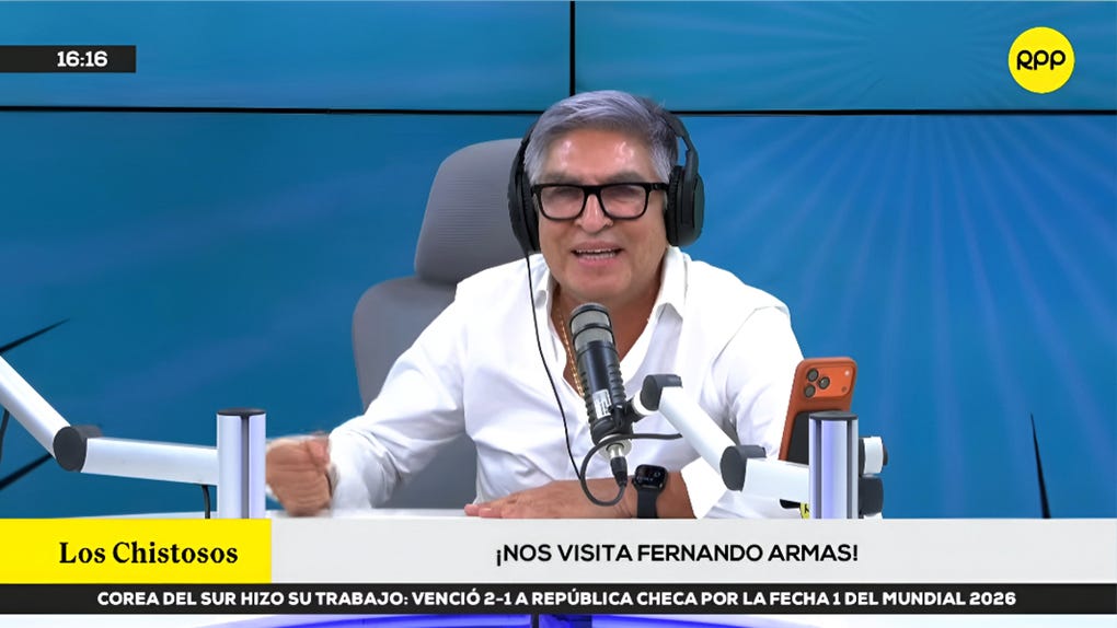 Fernando Armas visita el set de 'Los Chistosos' tras 18 años y recuerda a Guillermo Rossini.