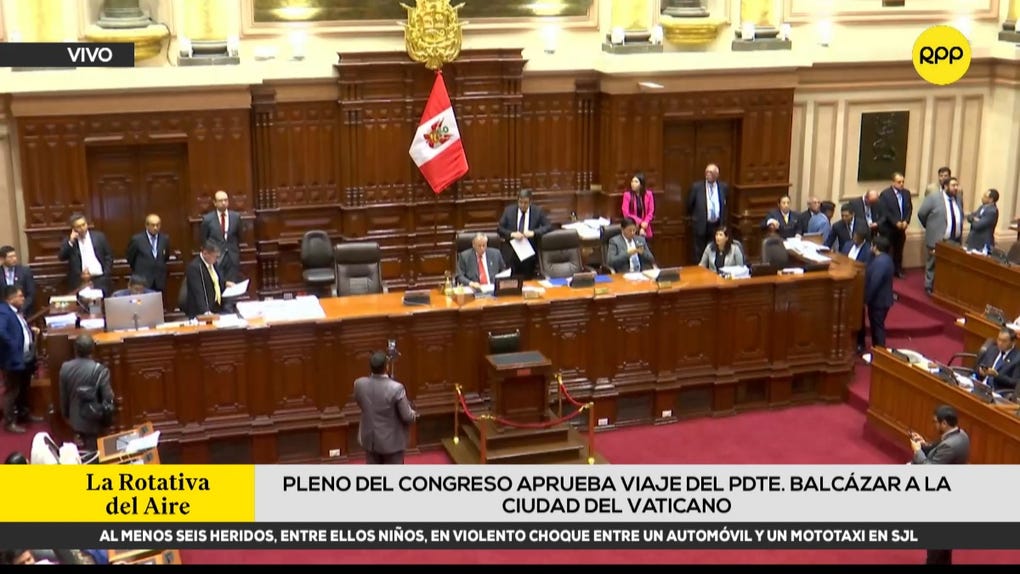 Congreso autoriza viaje del presidente José María Balcázar al Vaticano para reunirse con León XIV
