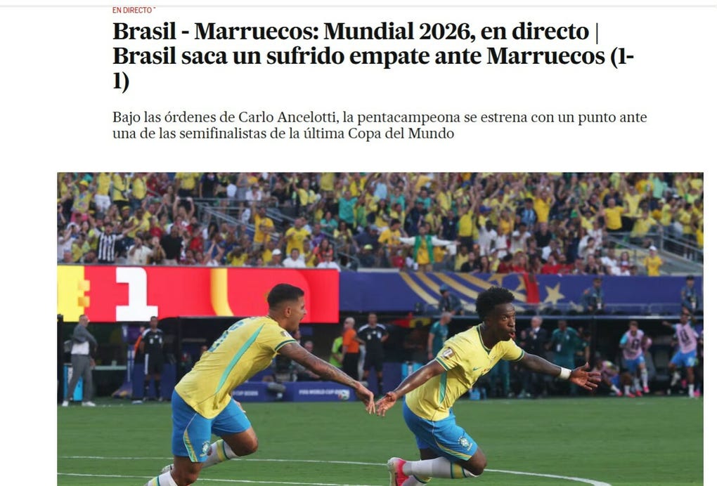 <strong>El País de España:</strong> Brasil saca un sufrido empate ante Marruecos