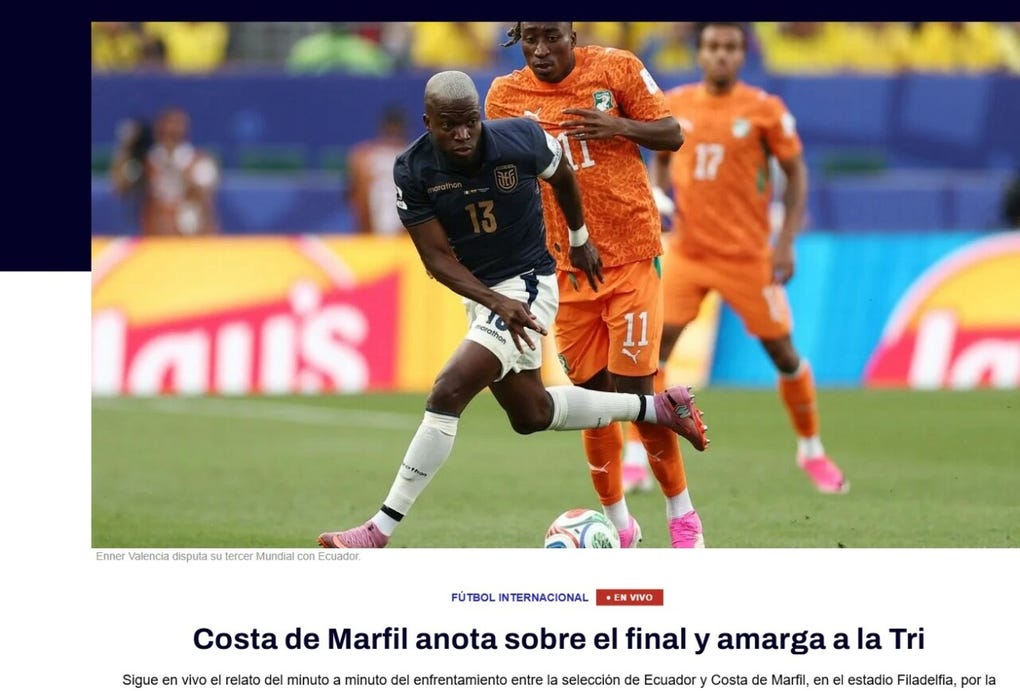 <strong>Ecuavisa de Ecuador:</strong> Costa de Marfil anota sobre el final y amarga a la Tri