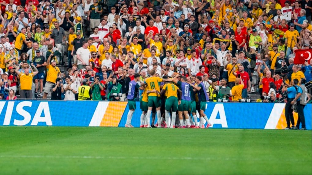 La celebración de los jugadores de Australia.