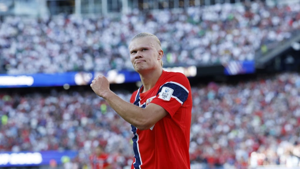 Erling Haaland de Noruega celebra en el Mundial 2026.