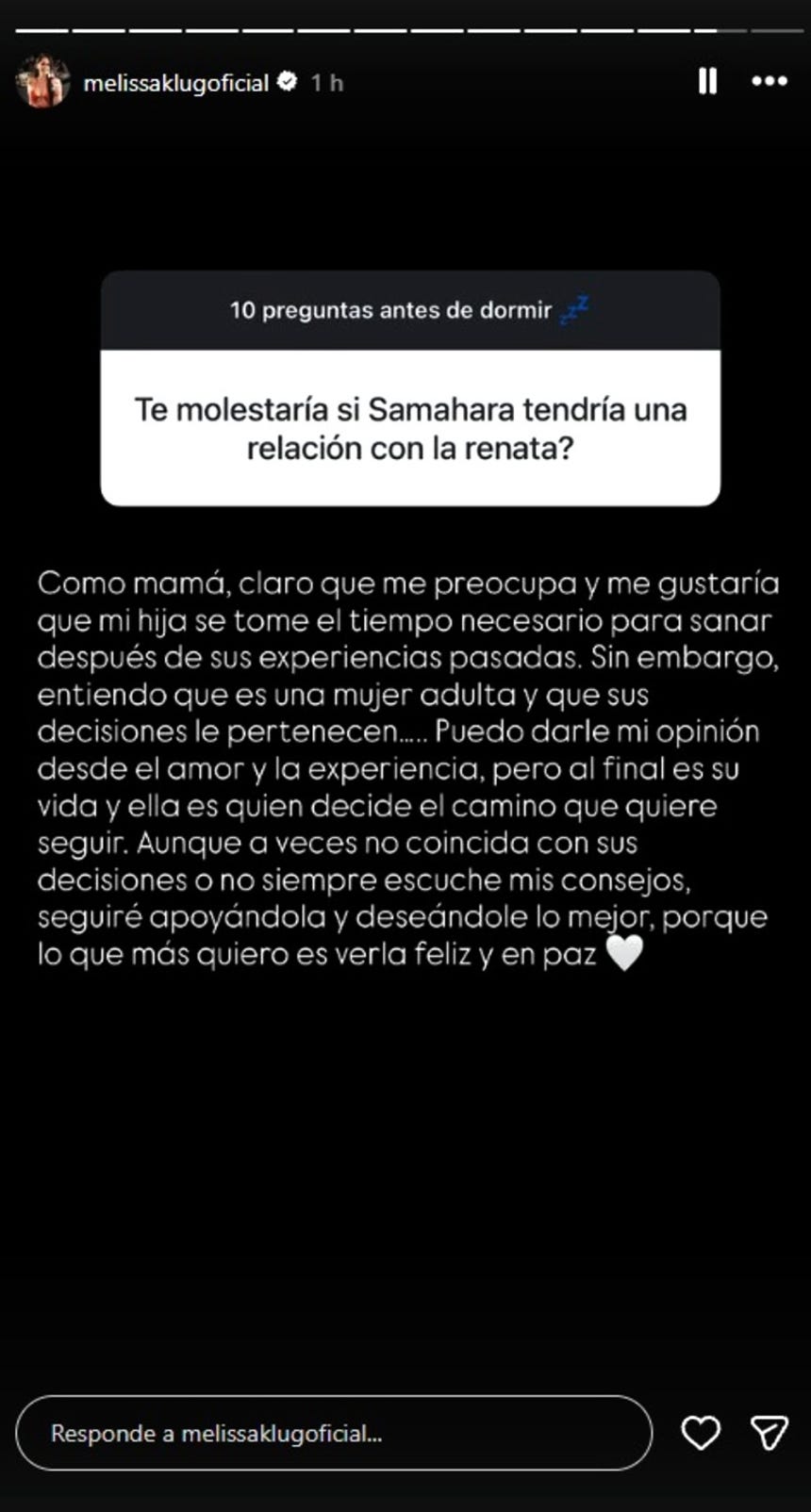 Melissa Klug responde ante posible romance entre Samahara Lobatón y Renato Rossini Jr.