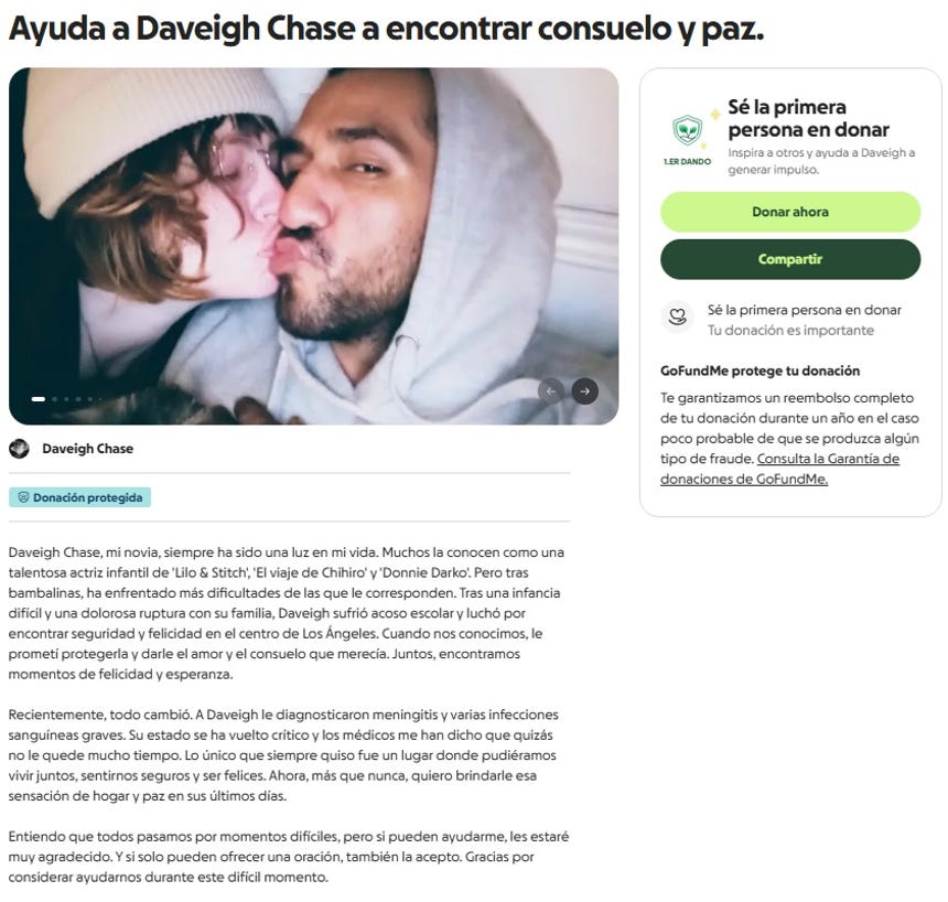 De acuerdo con Roy Hernández, pareja de la artista, Chase murió tras sufrir meningitis y una infección en la sangre.