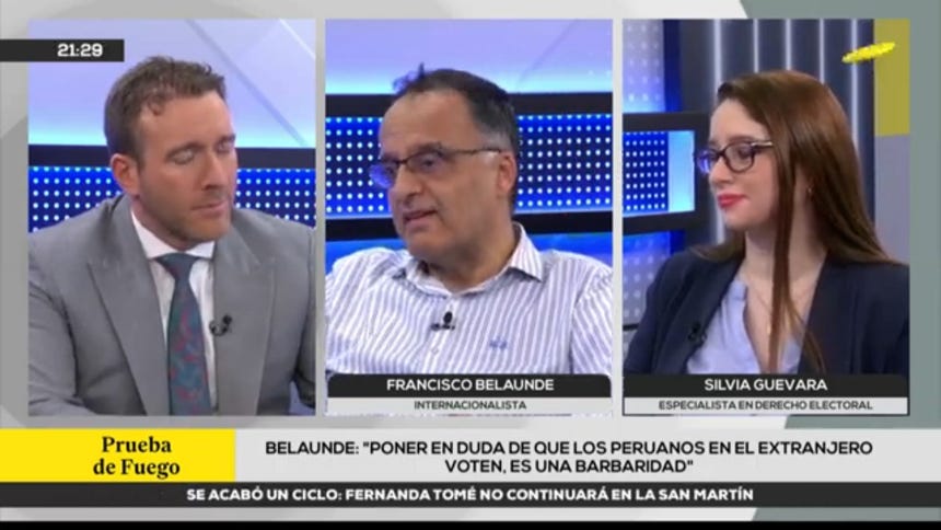 Francisco Belaunde y Silvana Guevara hablaron sobre el voto de los peruanos en el extranjero en el programa Prueba de Fuego de RPP.