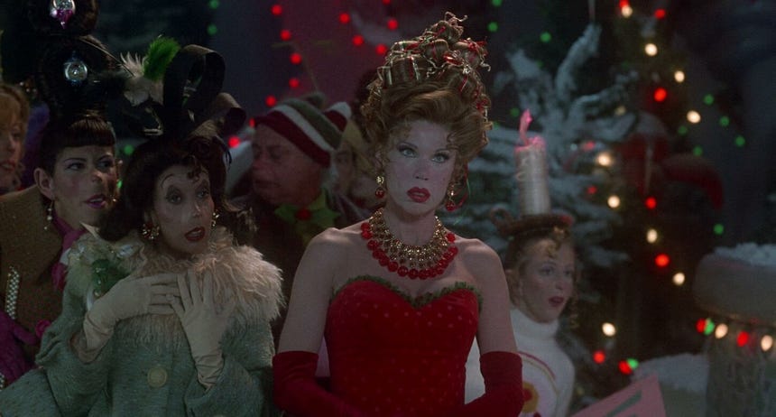 El elenco original de 'El Grinch' incluyó a Jim Carrey, Taylor Momsen, Jeffrey Tambor, Christine Baranski y Molly Shannon.